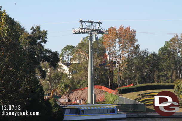 Looking back at the Skyliner tower and other work for Ratatouille going on next to and behind France