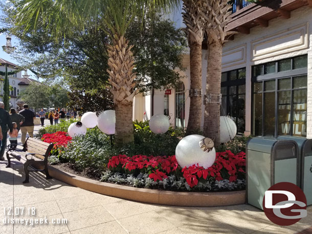 Walking through the Town Center area looking at the Christmas decorations.