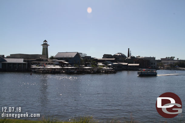 It took just under 30 minutes from Epcot to the bus stop at the resort closest to Disney Springs.  