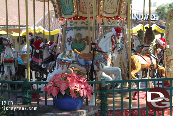 The carousel featured some Christmas decorations.