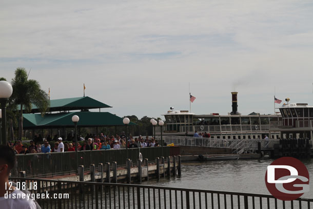 Full ferry boats unloading.