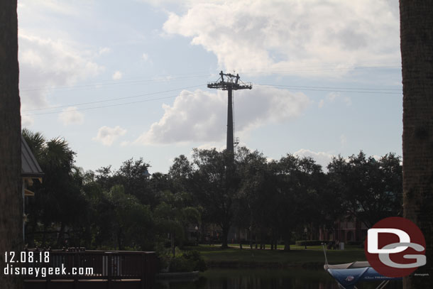 A tower rising over the area.