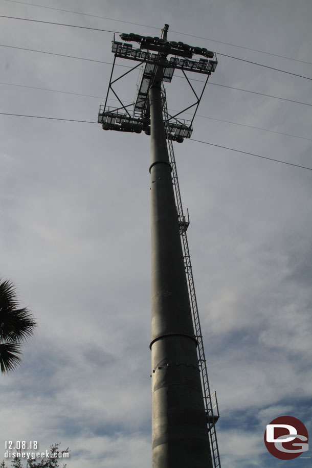 Looking up at a Disney Skyliner Tower as I walked by.
