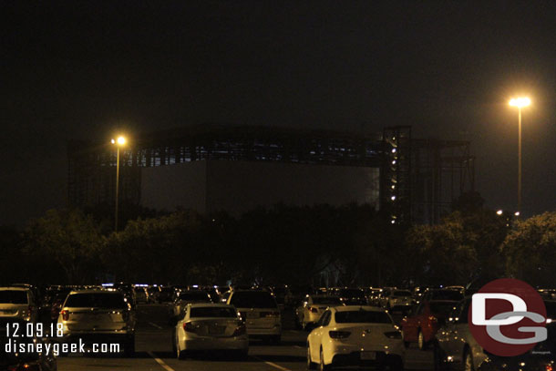 The Guardians of the Galaxy building from the parking lot.