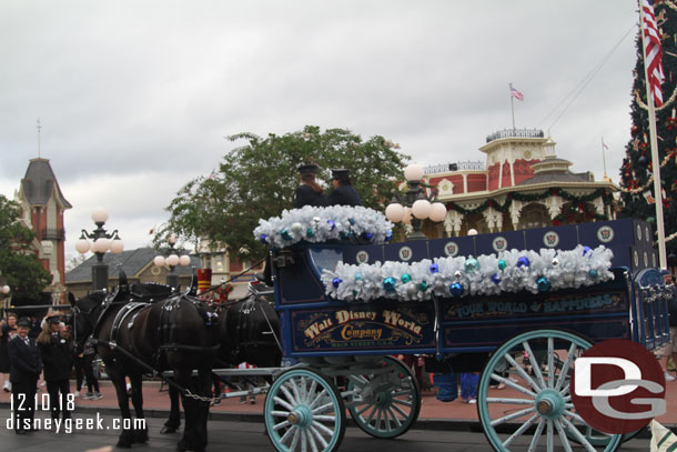 The blue wagon was out this morning with the Main Street trolley performers.