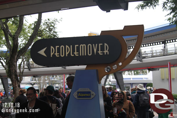 The PeopleMover had a couple minute wait.