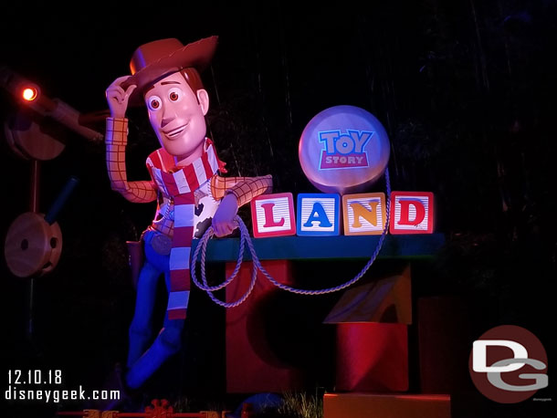 An after dark walk through Toy Story Land.