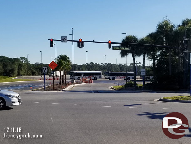 The former studio entrance on Buena Vista Drive is now for buses only.