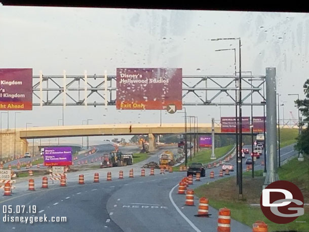 They are still working on the project. Eventually through traffic will use the lanes on the left and bypass Victory Way.  To the right far right is the Studios ramp.