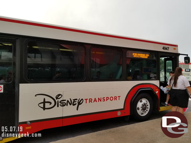 Our bus to the Studios waiting to be boarded at 7:53am.