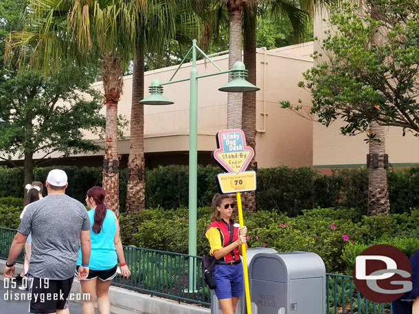 The Slinky Dog Dash standby line was growing faster than the queue was being filled. It was at 70 minutes already (it was 8:51am)