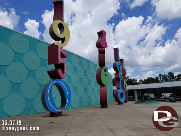 Returned to Disney's Pop Century Resort after lunch because one of our rooms was ready.