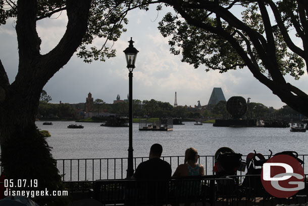 World Showcase Lagoon is preparing for this evenings Illuminations show.