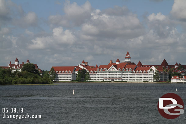 The Grand Floridian across the Seven Seas Lagoon.