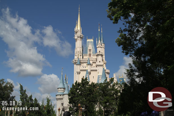 Approaching Cinderella Castle from the east (right side)