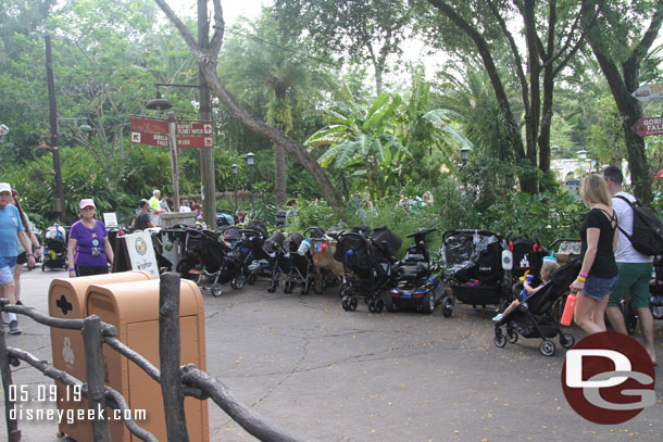 This was new to me.  Stroller parking for FastPass+ was in the park area before the queue.