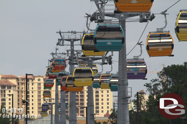 The Disney Skyliner Gondolas on the Disney's Hollywood Studios Line were uncovered this morning.