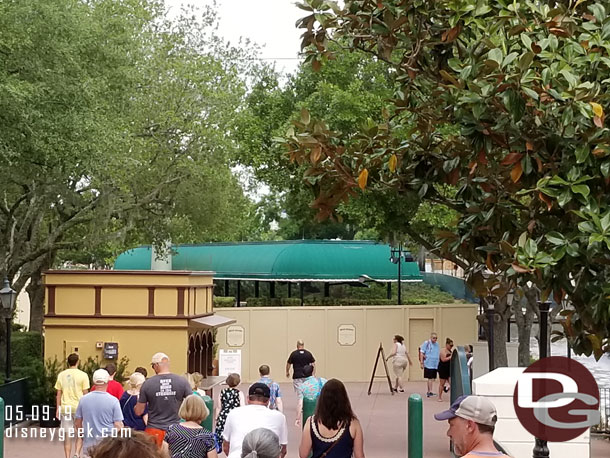 Walls and a temporary ticket booth greet you as you approach the gateway.