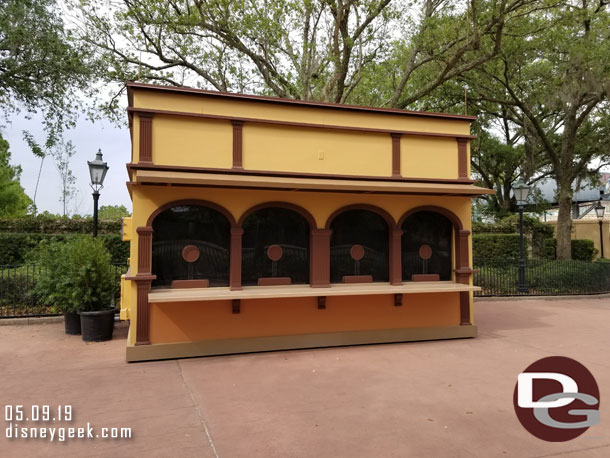 The temporary ticket booth was not in use yet.