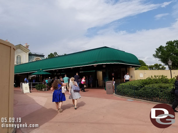 Bag check was set up under the canopy by the ticket windows. Only a couple windows were accessible.