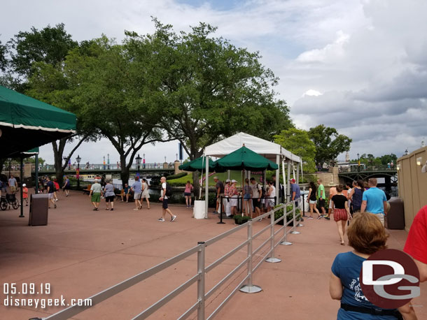 The tap points to enter the park are under a temporary tent.