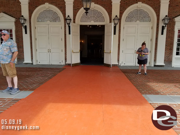 Renovation work outside, the brick walkways are being redone.