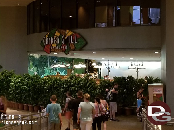 The Garden Grill was not rotating and plants are up around to give diners some privacy.