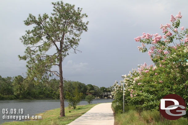 Setting off down the walkway toward the Epcot Resorts and Epcot.