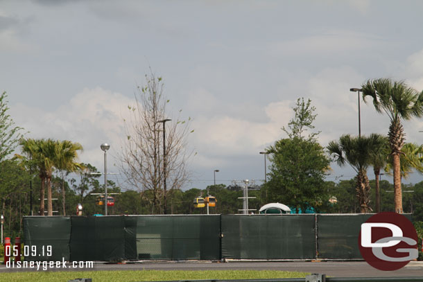 Skyliner testing on the Studios line in the distance.