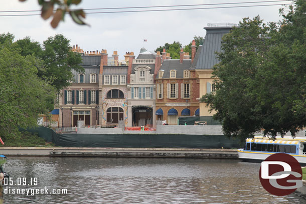 Work continues on the waterfront side of France. This will be how you reach the new Ratatouille attraction.