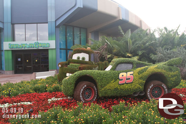 Lightning and Mater topiaries.