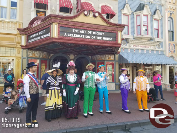 Citizens of Main Street USA and the Dapper Dans were out performing near the Cinema.