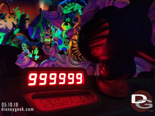 Used a FastPass+ for Buzz. We stopped for a minute which allowed me to max out my score quickly.