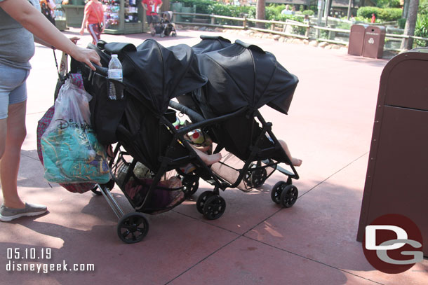A very large quad stroller passed by.  It appeared over the size limit but wonder if 4 kids gets you an exception (looked like a set of triplets then another young child onboard.