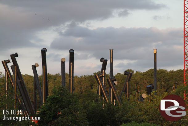 TRON coaster supports rising above the trees