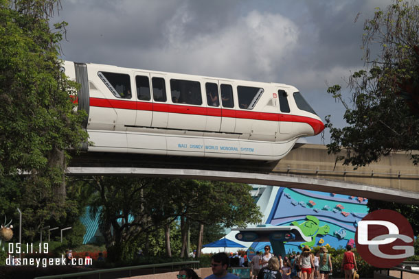 Monorail Red passing by.