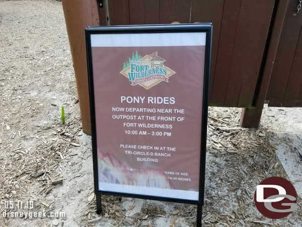 Pony Rides have been relocated as we saw on the sign at the Outpost Depot.   Everything is being moved from here so they can demolish this area.