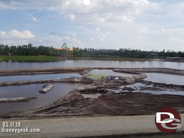 The new retention pond as you near Epcot seen from the Monorail.