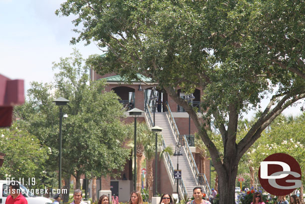 This walkway goes to the new parking garage across Buena Vista Drive.