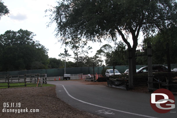 Construction walls/fences come right up to the parking.