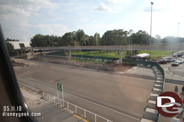 A look over the walls at the new entrance work.  They have started to remove the concrete and asphalt from the tram area.