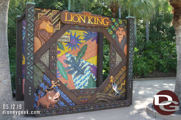 Lion King photo op near the entrance to the park, where the 20th Anniversary one was last year, just to the right before the ticket booths.