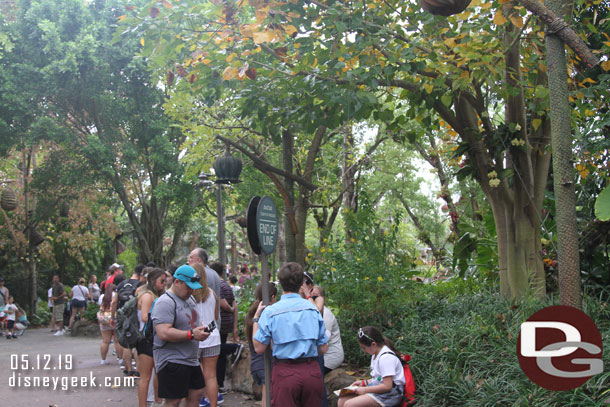 The end of the standby line for Flight of Passage was just starting up the trail toward Africa.