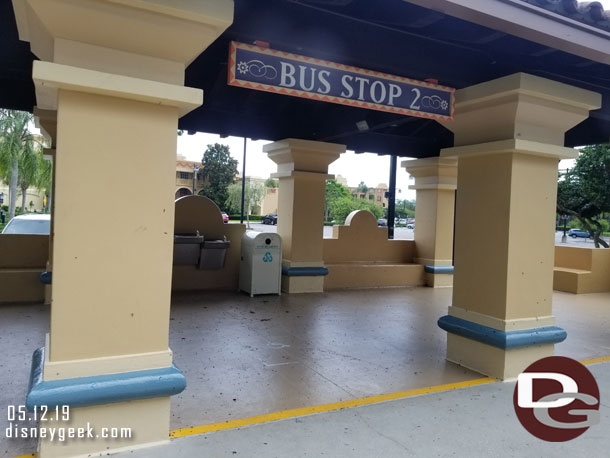 Next stop, Disney's Coronado Springs Resort.  Hard to tell in this picture but this bus stop had love bugs everywhere.