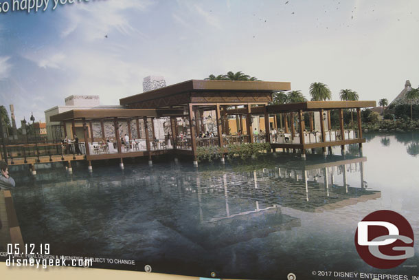 Concept art for Villa del Lago on one of the walls.
