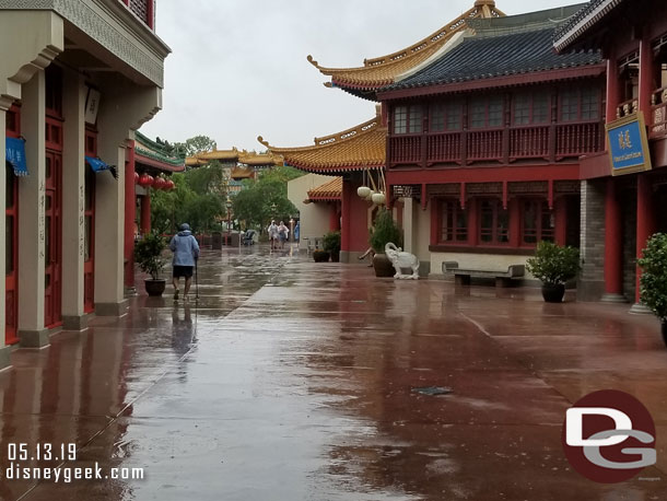 I sought shelter in China.  And of course the one time I would like to sit and stay dry the theater doors were open and I could walk right into the film.  After the movie it was still raining outside.