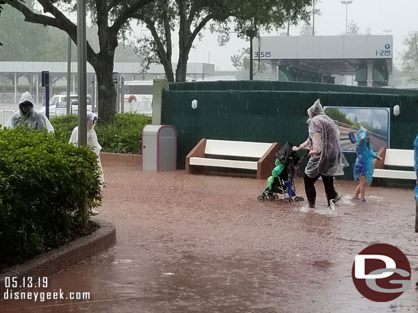 The water was up to the wheels on strollers and over shoes.