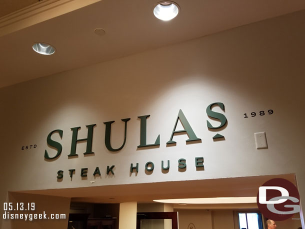 Dinner this evening was at Shula's Steakhouse.