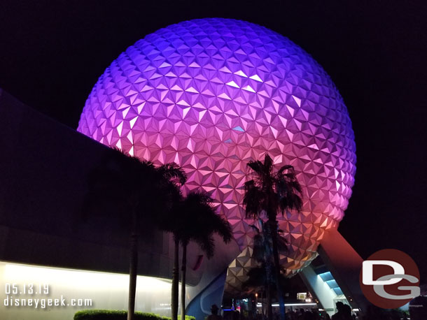 Several pictures of Spaceship Earth on the way out.