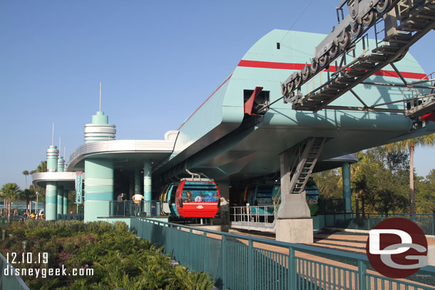 Passing by the Disney Skyliner station where all appeared to be flowing smoothly this morning.